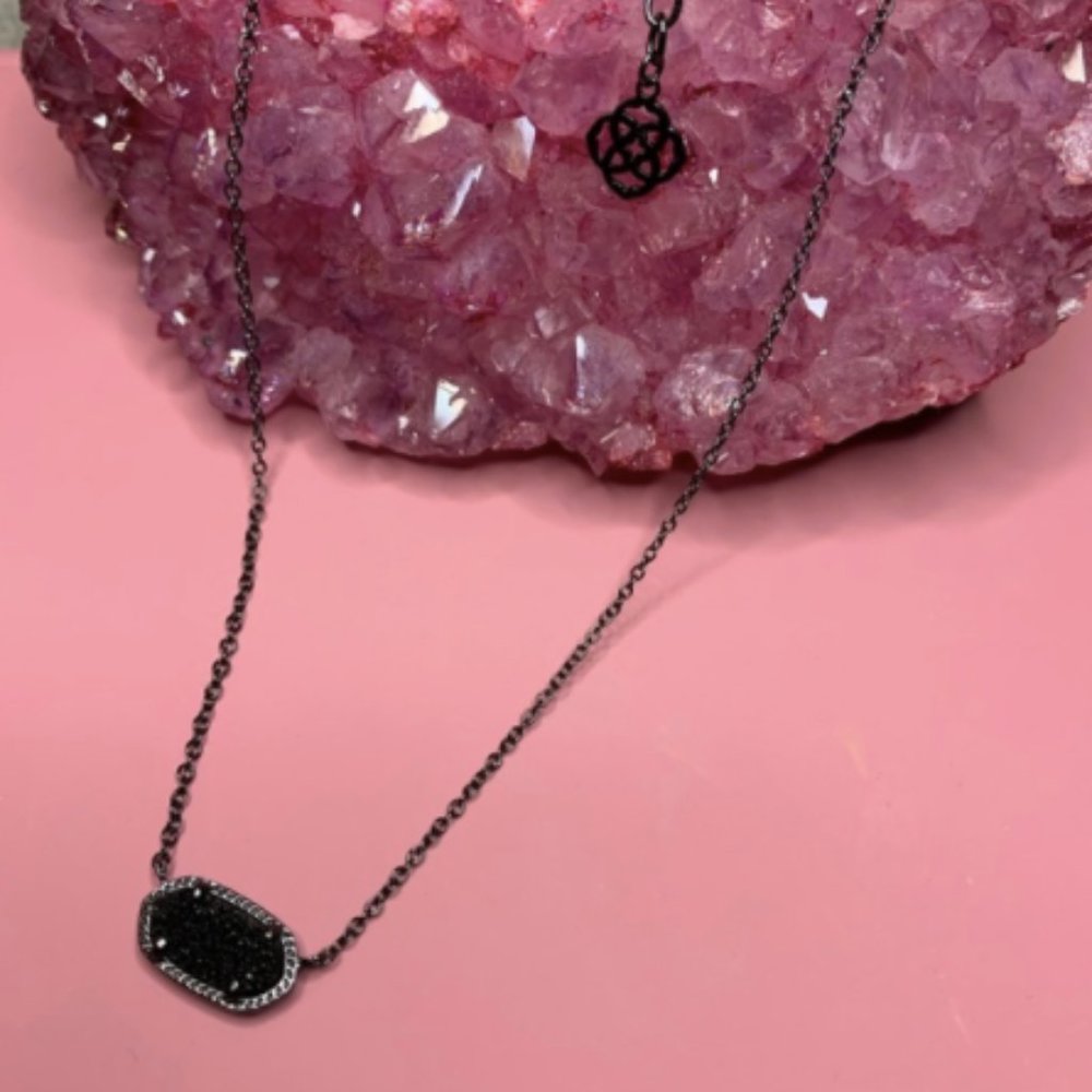 Kendra Scott Black Druzy Elisa Pendant Necklace